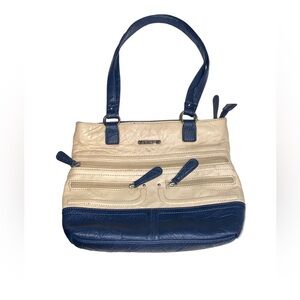 Stone And Co Tan With Navy Blue Accents Genuine Leather Purse